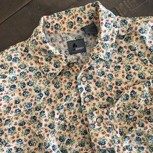 Liz Claiborne Floral Button-Up Blouse Womens Medium Cottagecore Vintage 90s